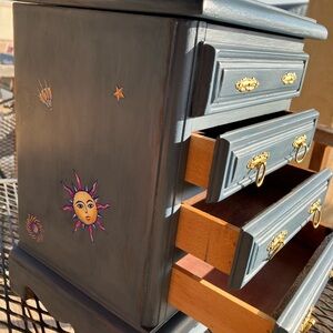 Refurbished Blue Jewelry Box with Gold Accents